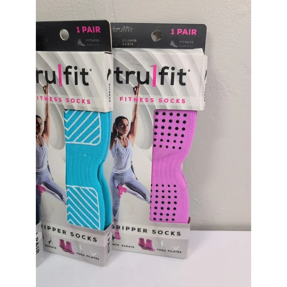 Tru Fit Non-Slip Yoga Dance Exercise Fitness‎ Socks New Set Of Three Size 9-11